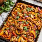 Sheet Pan Chicken Fajitas with roasted bell peppers and cilantro