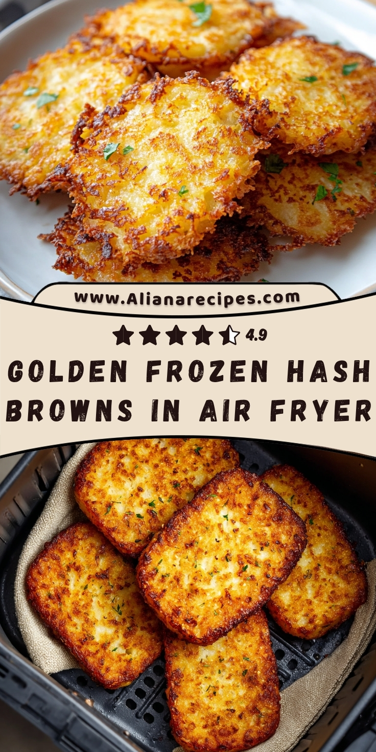 Frozen hash browns in air fryer showing golden crispy texture and perfect browning in air fryer basket with finished results