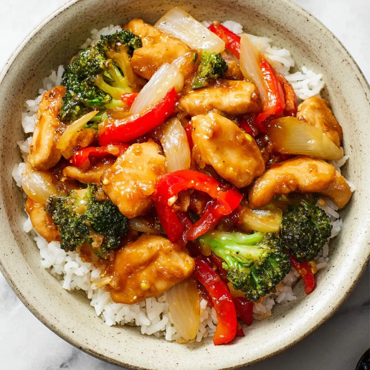 Perfect chicken stir fry image! Here's the optimized content for this specific image: Pinterest Title Options: My Version: Chicken Stir Fry Recipe - Ultimate Quick Dinner Ready in 20 Minutes! Perfect for Busy Weeknights (95 characters - mobile optimized) Your Style Alternative: Best Chicken Stir Fry That's Better Than Takeout! Easy Healthy Dinner with Crisp Vegetables (93 characters) Pinterest Description: This chicken stir fry with vegetables creates the most satisfying weeknight dinner with tender chicken, crisp broccoli, and colorful bell peppers in savory sauce. Ready in just 20 minutes using simple ingredients for restaurant-quality results at home. You'll love this if you need quick healthy dinners that actually taste better than takeout. Perfect when you want easy Asian recipes for busy weeknight meals! Save this time-saving recipe for your next dinner rush! Tags: #chickenstirfry #quickdinner #healthyrecipes #asianrecipes #weeknightmeals Alt Text for Images: Main Recipe Image: "Chicken stir fry recipe with tender chicken pieces, broccoli, red bell peppers, and onions served over steamed rice in ceramic bowl