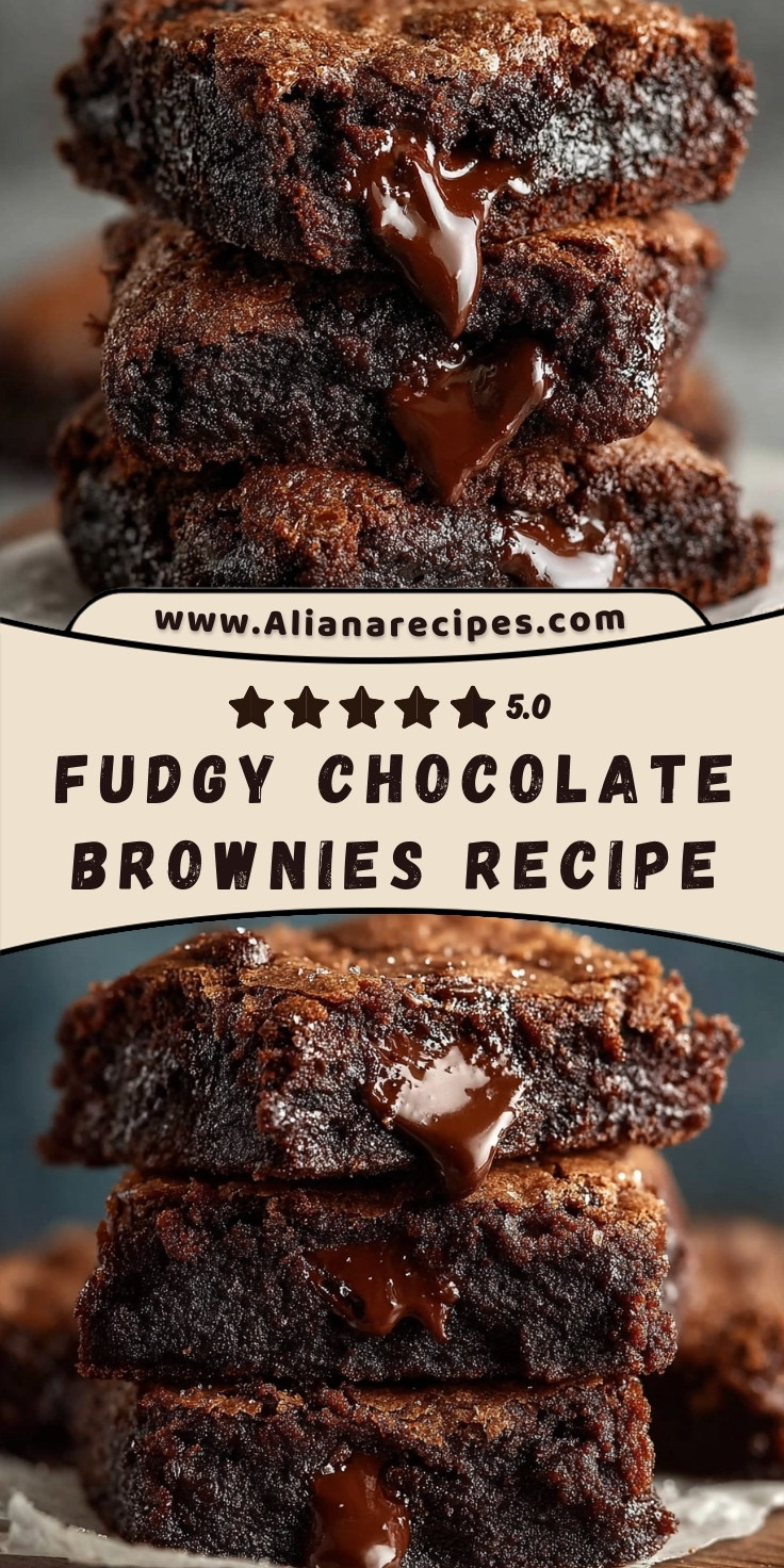 Chocolate brownies recipe Pinterest pin showing fudgy homemade brownies with gooey melted chocolate centers stacked to display perfect texture for ultimate dessert treats