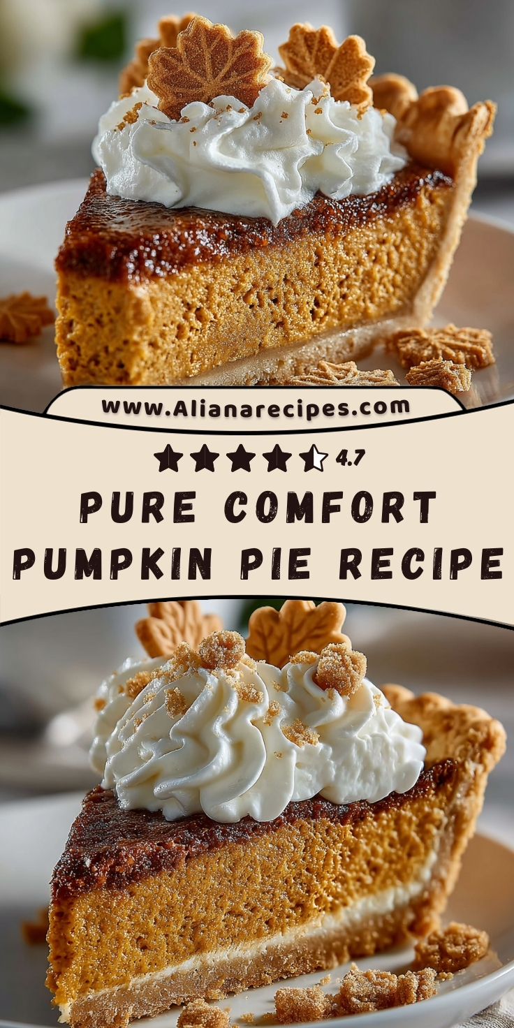 Pumpkin pie recipe slices with creamy orange filling, flaky crust, whipped cream and decorative maple leaf garnishes on white plates