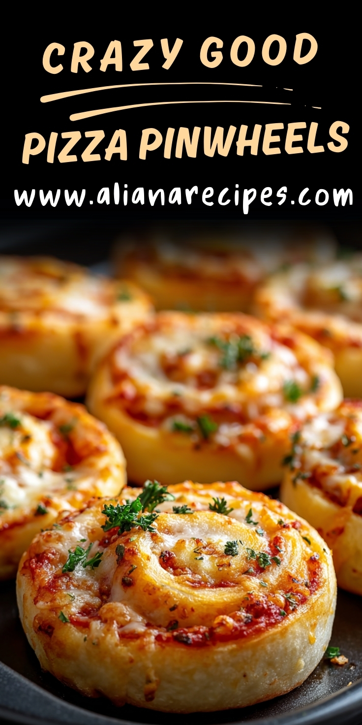 Pizza pinwheels with golden melted cheese and pepperoni arranged on dark baking sheet showing spiral tortilla roll-ups