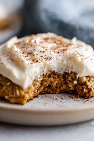 Single tiramisu cookies recipe with bite taken showing soft interior texture